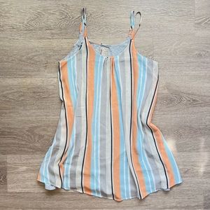 Dolan Left Coast Collection Knit Striped Spaghetti Strap Dress, Large